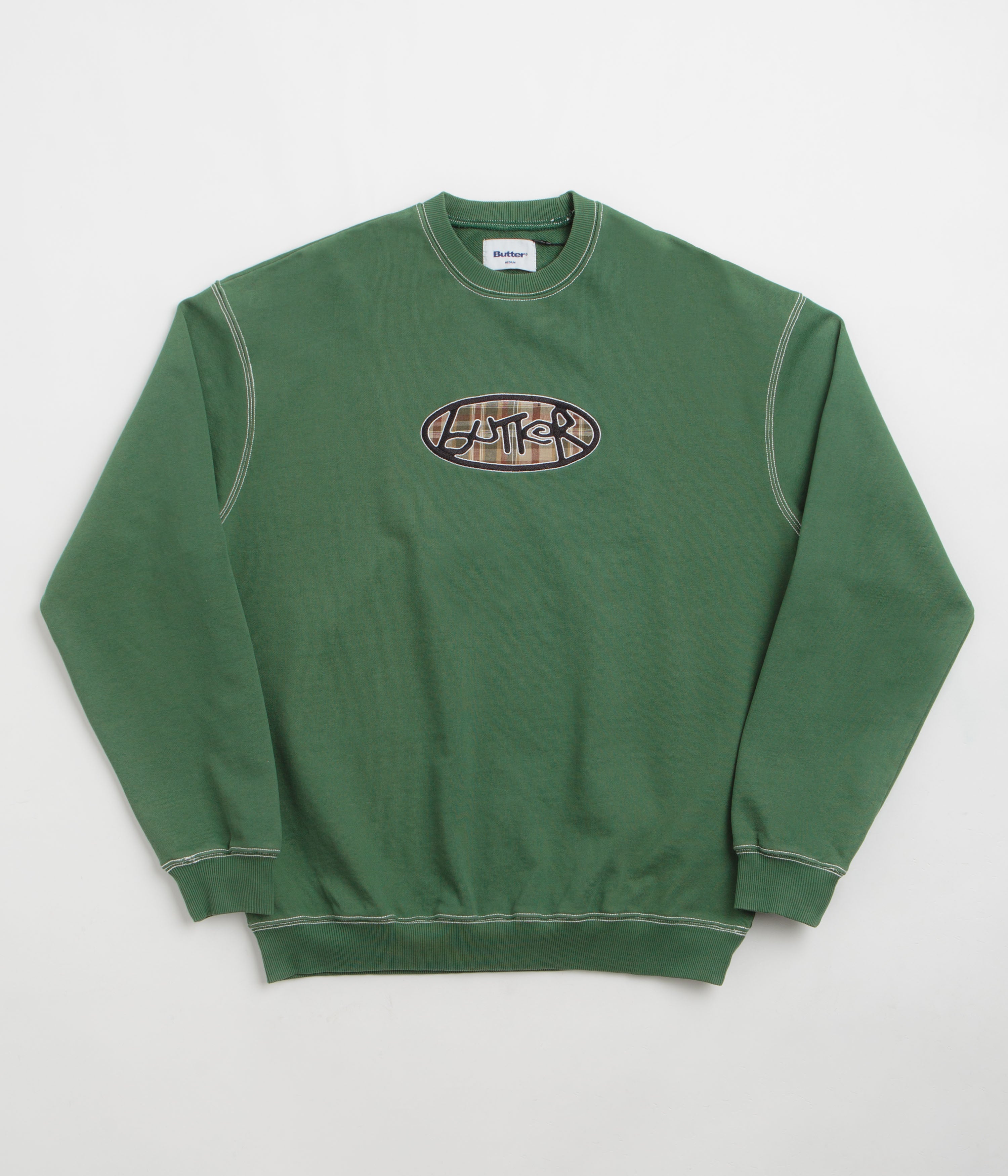 Butter Goods Crust Crewneck Sweatshirt in Washed Forest