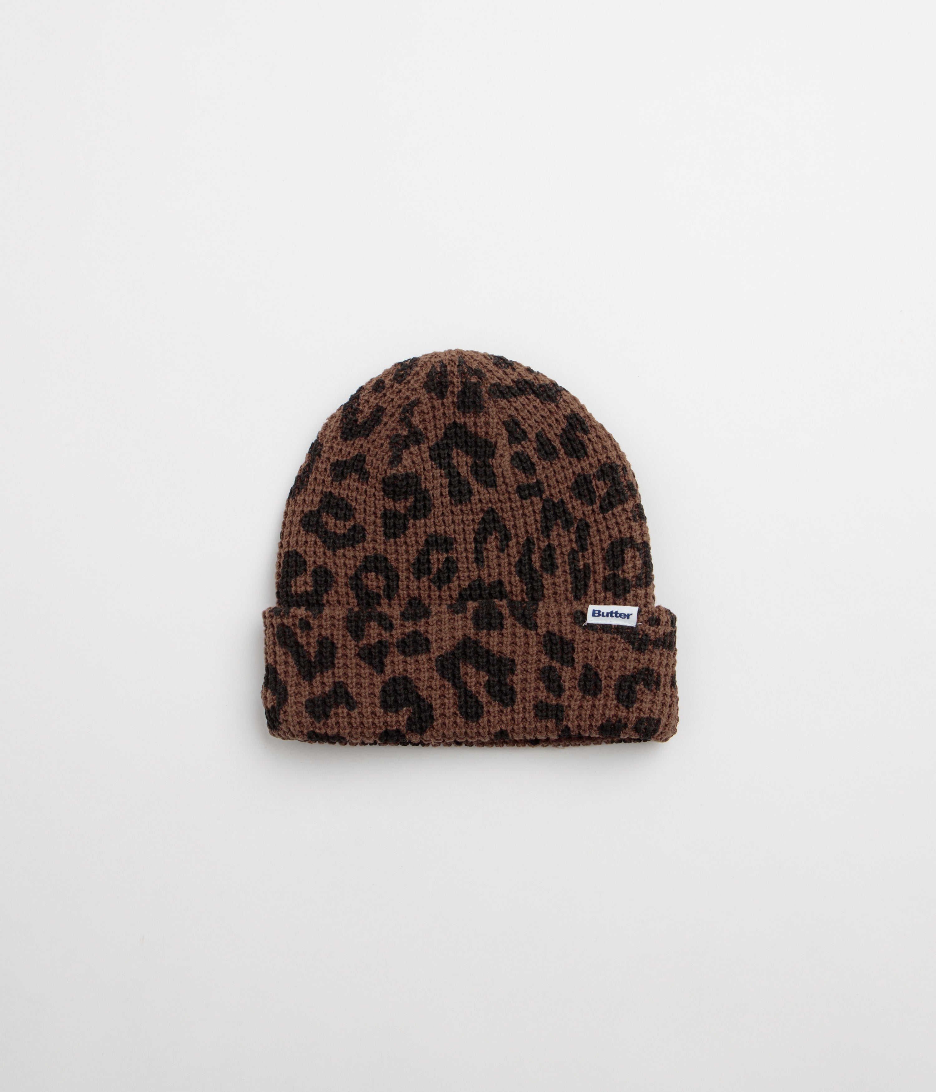 Butter Goods Distress Waffle Beanie in Leopard