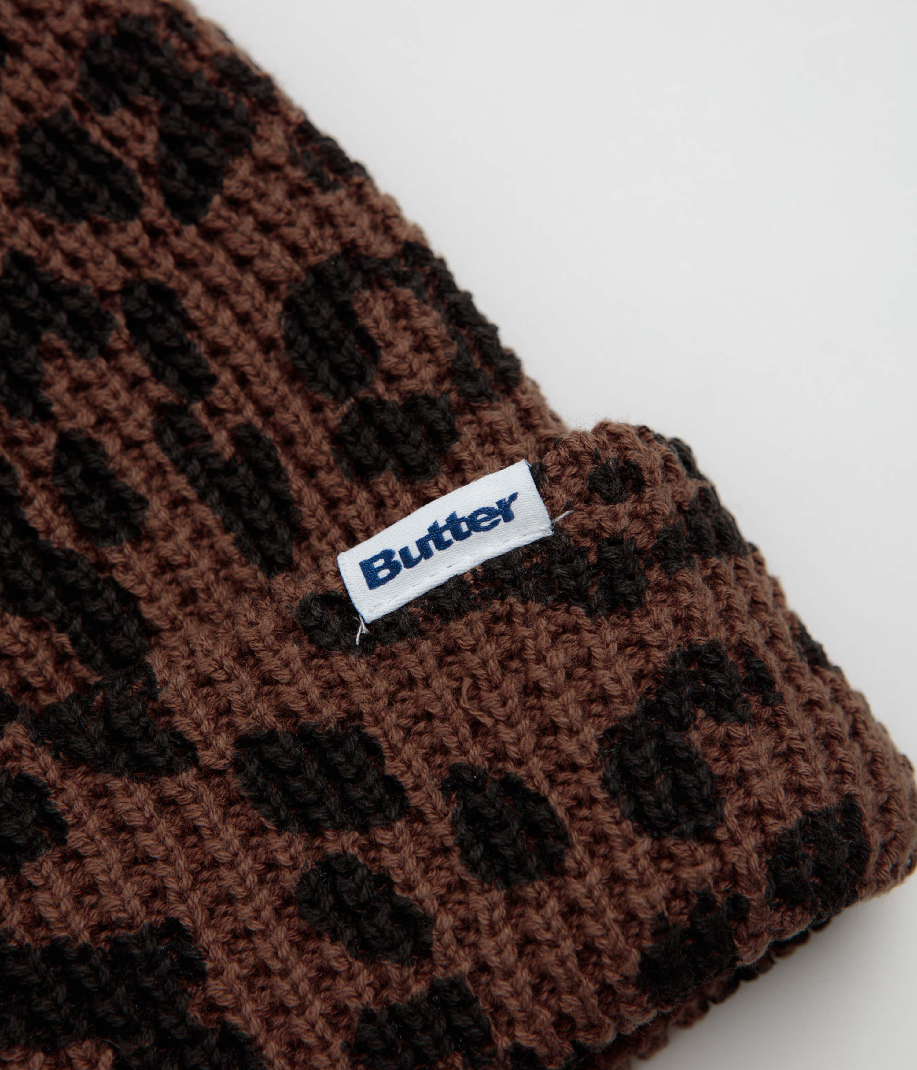 Butter Goods Distress Waffle Beanie - Leopard, view 13