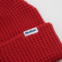 Butter Goods Distress Waffle Beanie - Red thumbnail