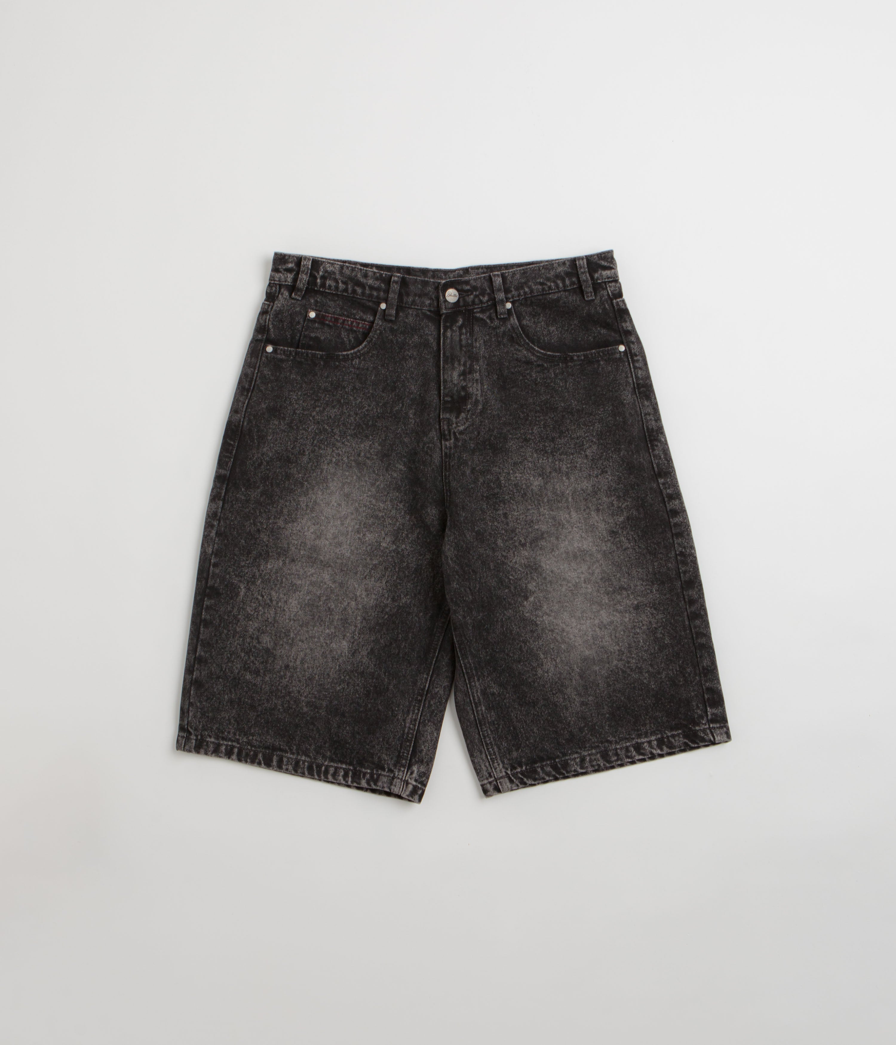 Butter Goods Distressed Big Denim Shorts in Gun Metal