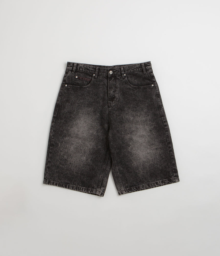 Butter Goods Distressed Big Denim Shorts in Gun Metal