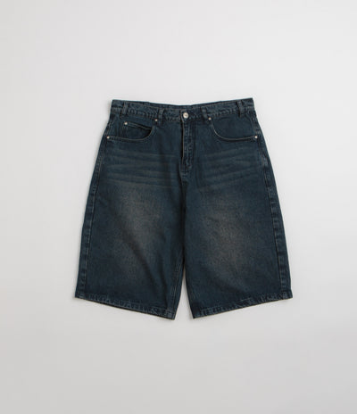 Butter Goods Distressed Big Denim Shorts in Washed Dark Blue