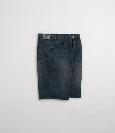 Butter Goods Distressed Big Denim Shorts in Washed Dark Blue