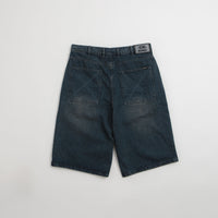 Butter Goods Distressed Big Denim Shorts in Washed Dark Blue thumbnail