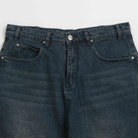 Butter Goods Distressed Big Denim Shorts in Washed Dark Blue thumbnail