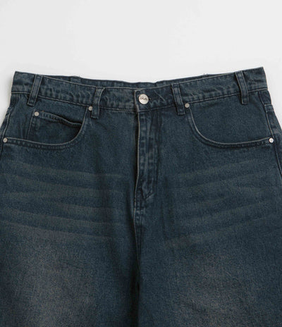 Butter Goods Distressed Big Denim Shorts in Washed Dark Blue
