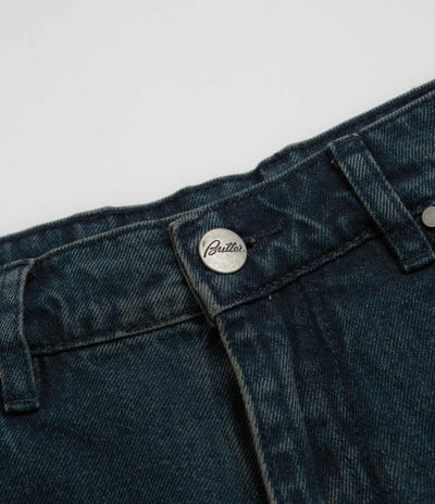 Butter Goods Distressed Big Denim Shorts in Washed Dark Blue