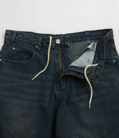 Butter Goods Distressed Big Denim Shorts in Washed Dark Blue
