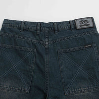 Butter Goods Distressed Big Denim Shorts in Washed Dark Blue thumbnail