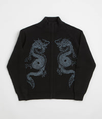 Butter Goods Dragon Zip-Thru Knit Sweatshirt in Black