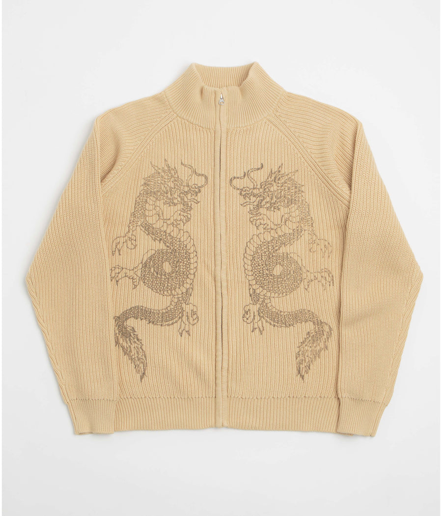 Butter Goods Dragon Zip-Thru Knit Sweatshirt in Sand