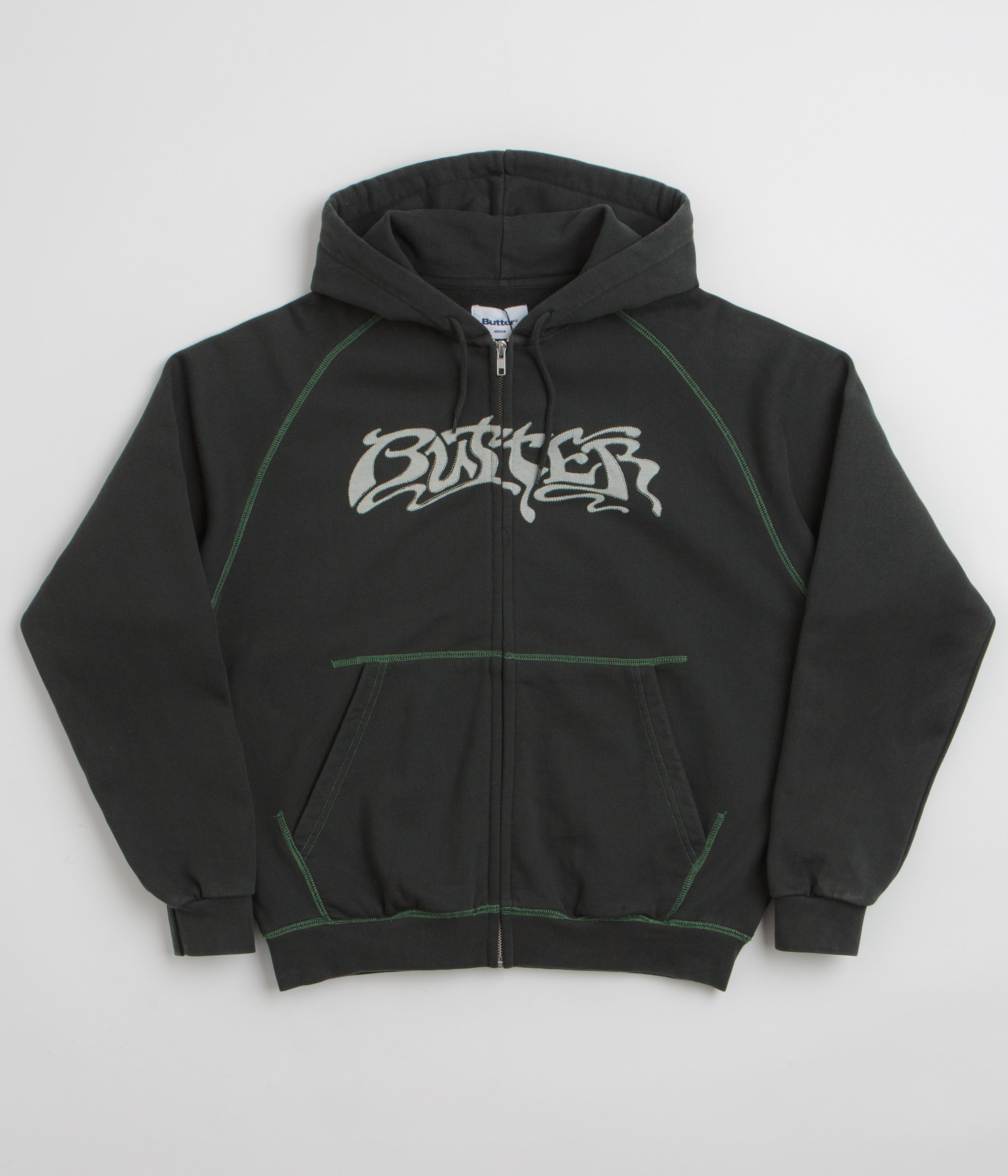 Butter Goods Drummer Zip-Thru Hoodie - Washed Black