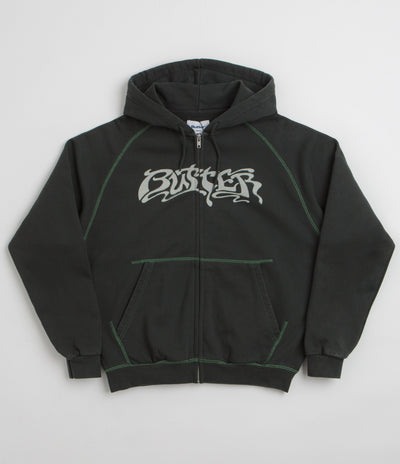 Butter Goods Drummer Zip-Thru Hoodie in Washed Black