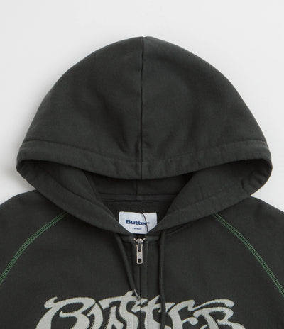 Butter Goods Drummer Zip-Thru Hoodie in Washed Black