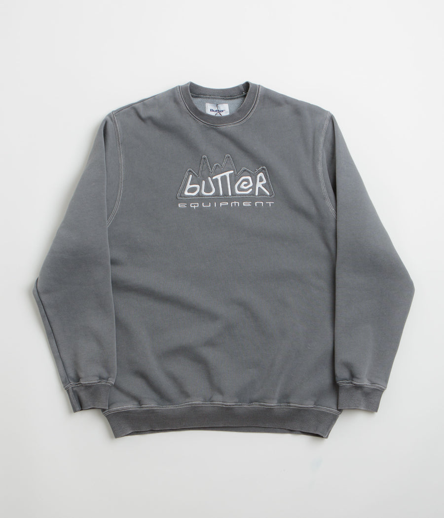 Butter Goods Equipment Applique Crewneck Sweatshirt in Washed Black