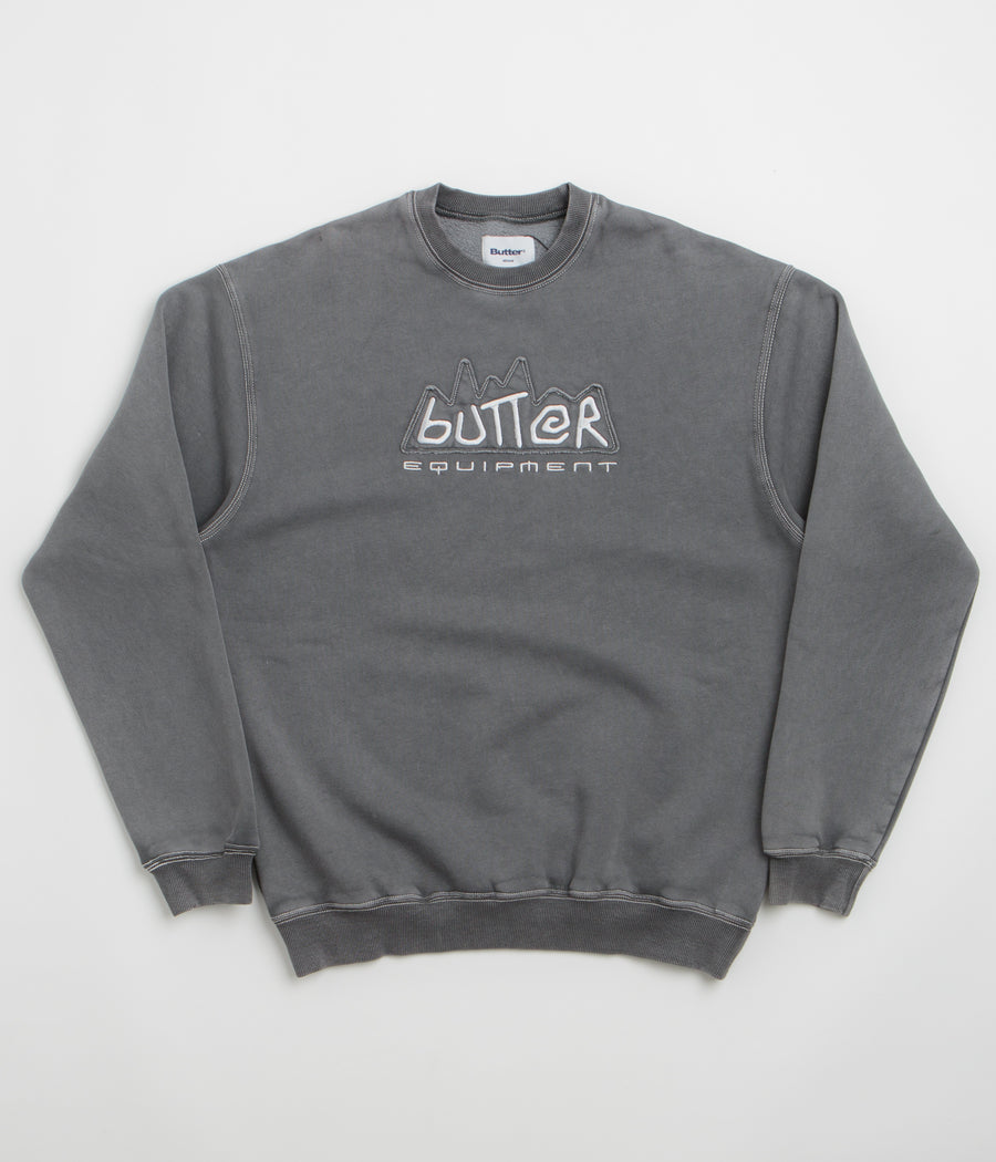 Butter Goods Equipment Applique Crewneck Sweatshirt - Washed Black
