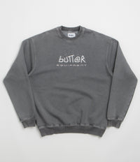 Butter Goods Equipment Applique Crewneck Sweatshirt in Washed Black