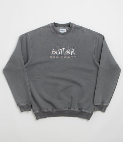 Butter Goods Equipment Applique Crewneck Sweatshirt in Washed Black