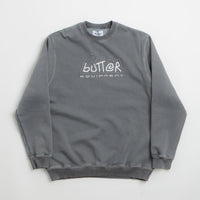 Butter Goods Equipment Applique Crewneck Sweatshirt in Washed Black thumbnail