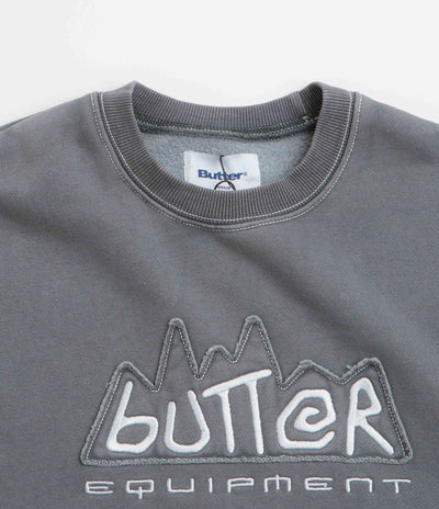 Butter Goods Equipment Applique Crewneck Sweatshirt in Washed Black