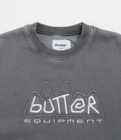Butter Goods Equipment Applique Crewneck Sweatshirt in Washed Black
