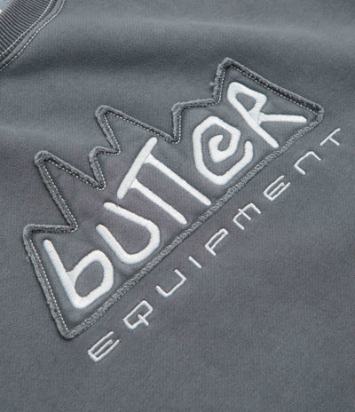 Butter Goods Equipment Applique Crewneck Sweatshirt in Washed Black