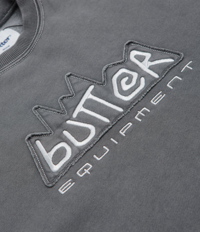 Butter Goods Equipment Applique Crewneck Sweatshirt in Washed Black