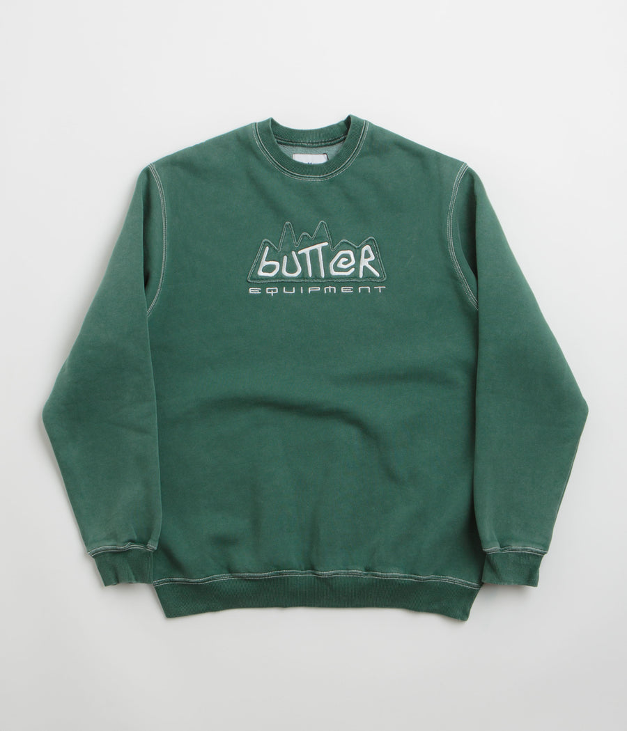 Butter Goods Equipment Applique Crewneck Sweatshirt in Washed Fern