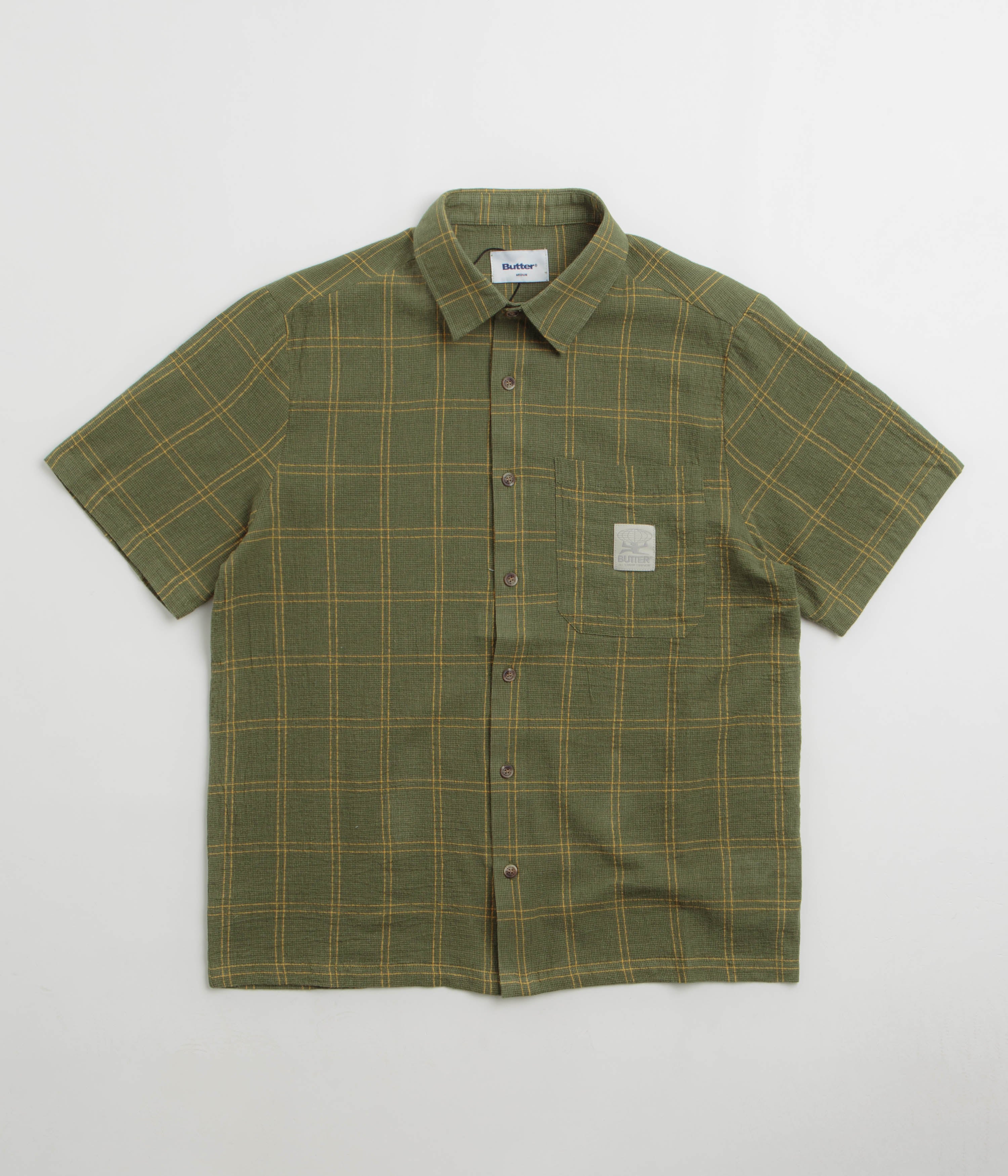 Butter Goods Equipment Short Sleeve Shirt in Green and Yellow