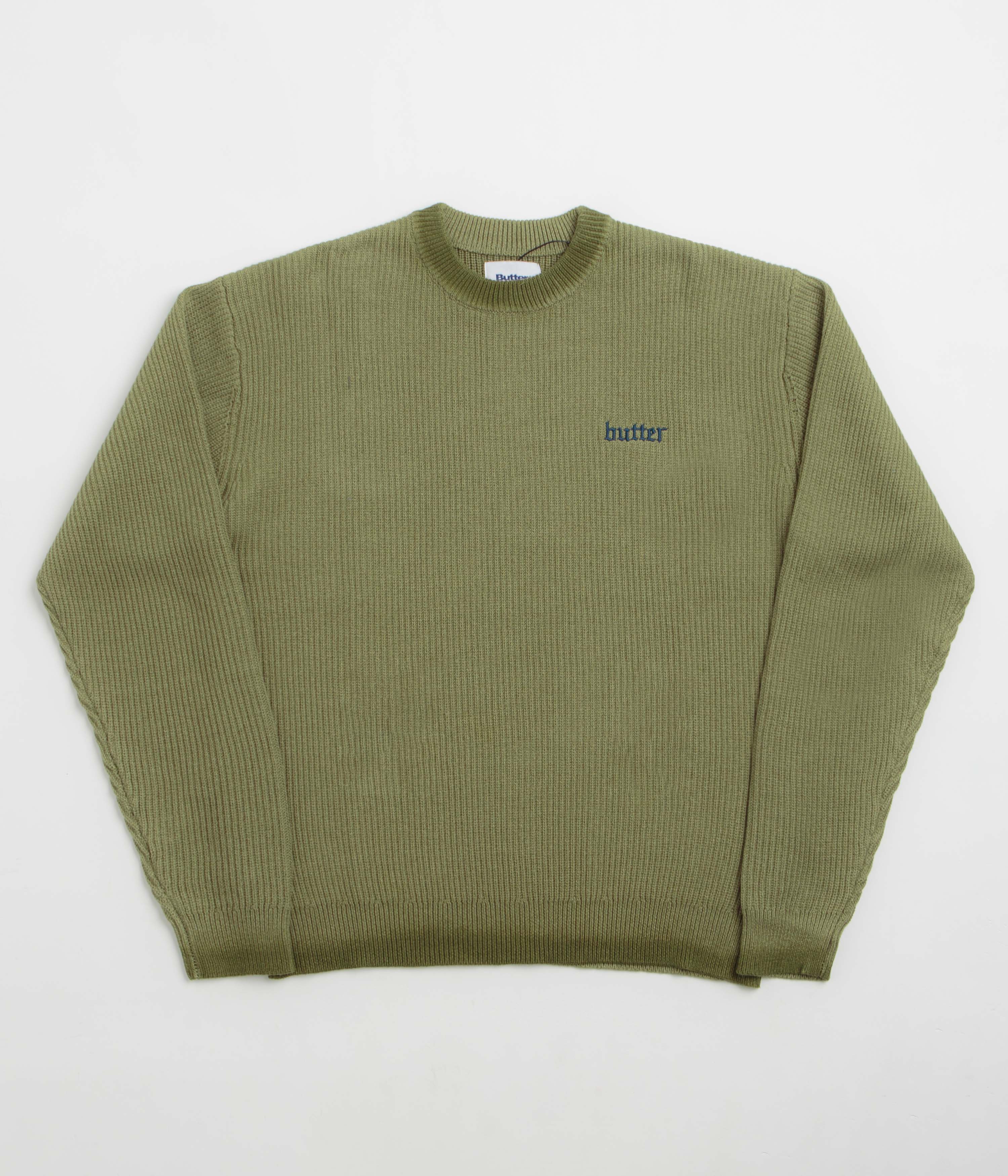 Butter Goods Fade Knit Crewneck Sweatshirt in Algae