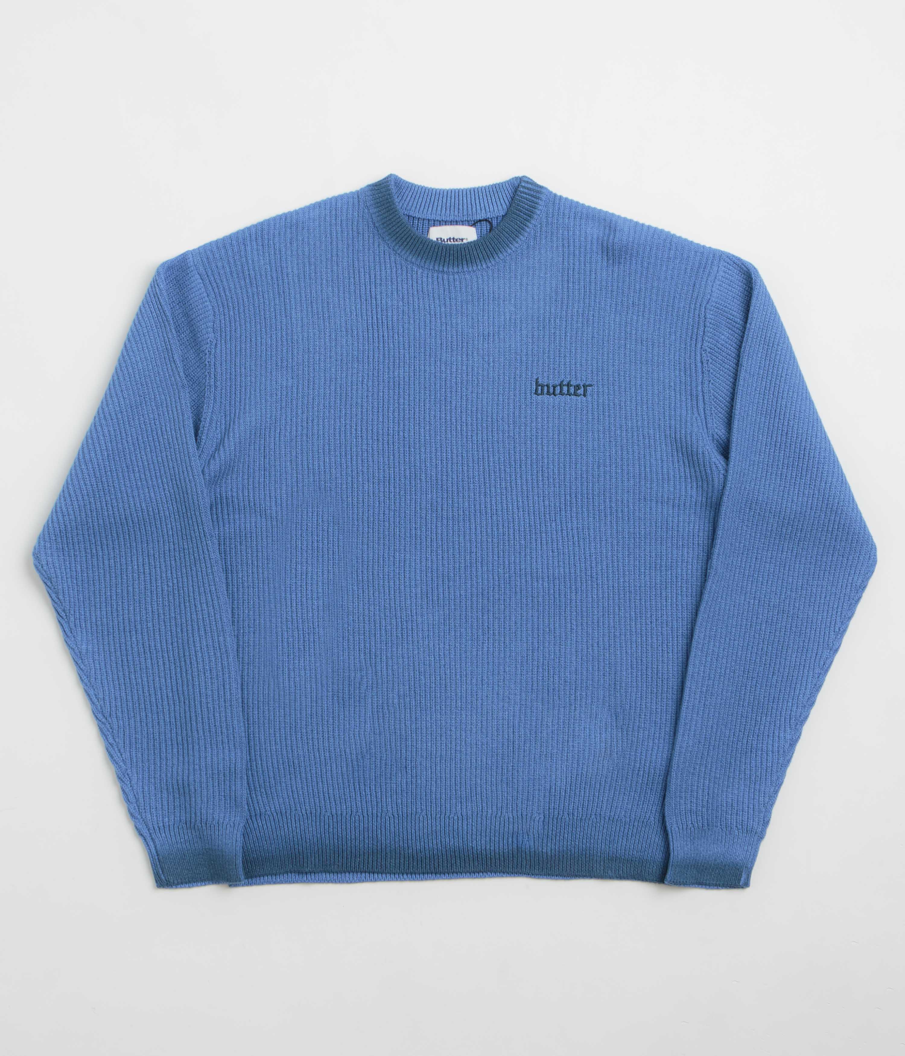 Butter Goods Fade Knit Crewneck Sweatshirt in Ocean