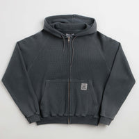 Butter Goods Faded Waffle Zip-Thru Hoodie - Washed Black thumbnail