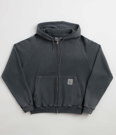 Butter Goods Faded Waffle Zip-Thru Hoodie - Washed Black