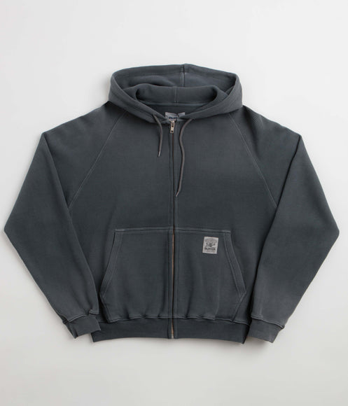 Butter Goods Faded Waffle Zip-Thru Hoodie - Washed Black