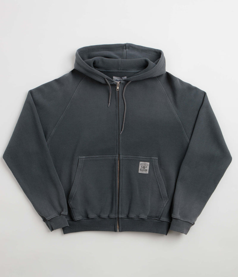 Butter Goods Faded Waffle Zip-Thru Hoodie - Washed Black, view 9