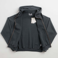 Butter Goods Faded Waffle Zip-Thru Hoodie - Washed Black thumbnail