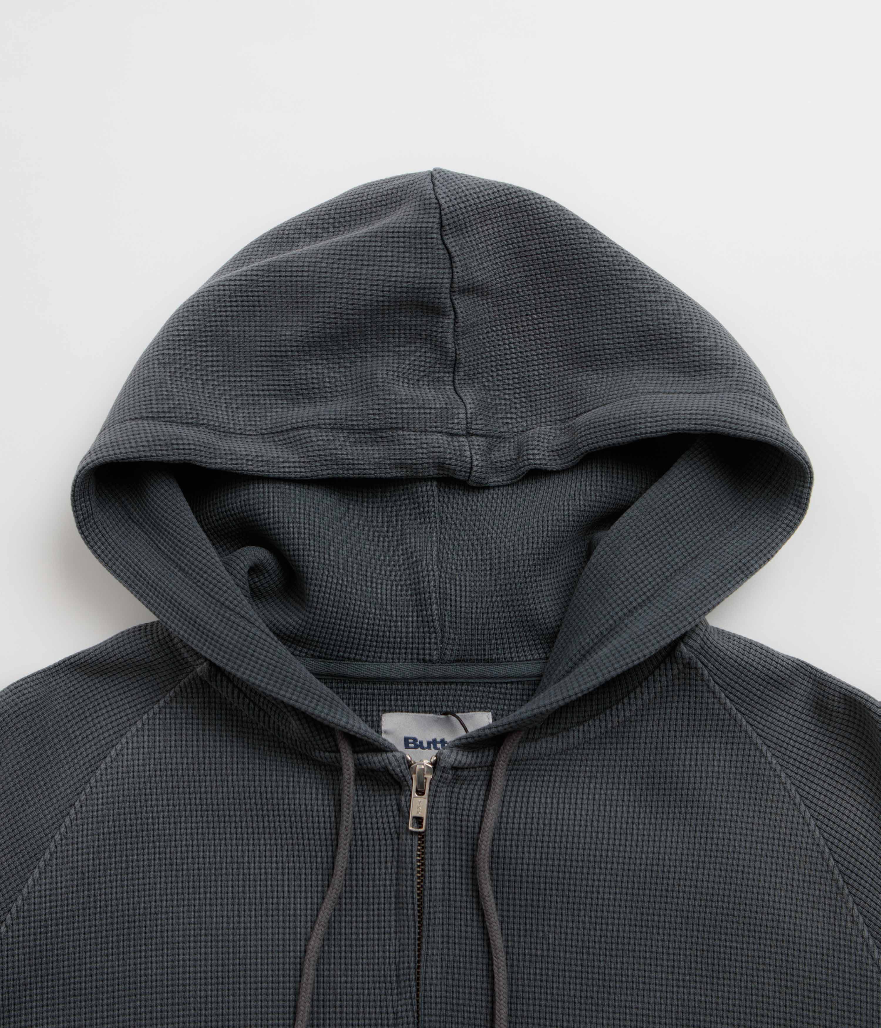 Butter Goods Faded Waffle Zip-Thru Hoodie - Washed Black, view 23