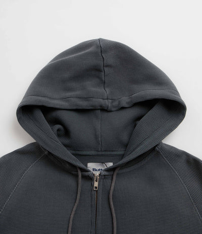 Butter Goods Faded Waffle Zip-Thru Hoodie - Washed Black