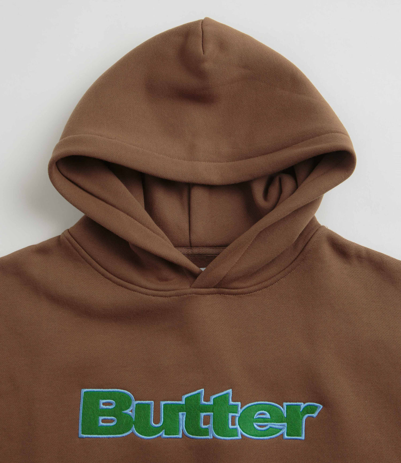 【BUTTER GOODS】 Felt Logo Applique Pullover Hood, Brown Butter Goods Felt Logo Applique Hoodie - Brown | Flatspot