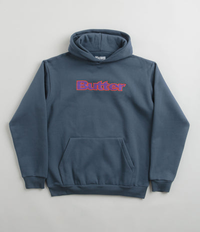 Butter Goods Felt Logo Applique Hoodie in Denim
