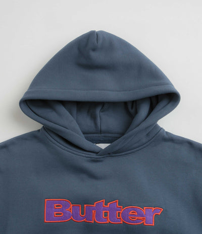 Butter Goods Felt Logo Applique Hoodie in Denim