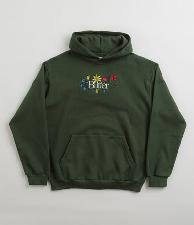 Butter Goods Floral Embroidered Hoodie - Dark Green