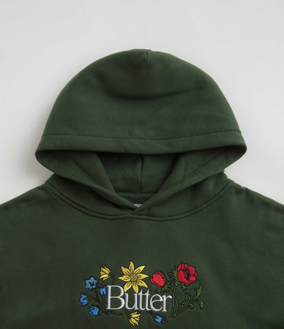 Butter Goods Floral Embroidered Hoodie - Dark Green
