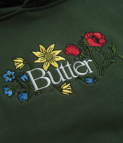 Butter Goods Floral Embroidered Hoodie - Dark Green