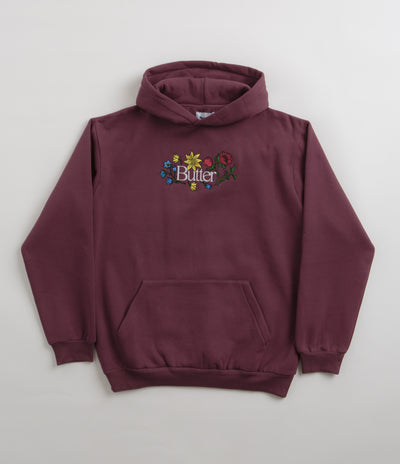 Butter Goods Floral Embroidered hoodie Long - Wine