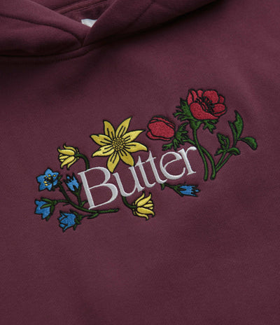 Butter Goods Floral Embroidered hoodie Long - Wine