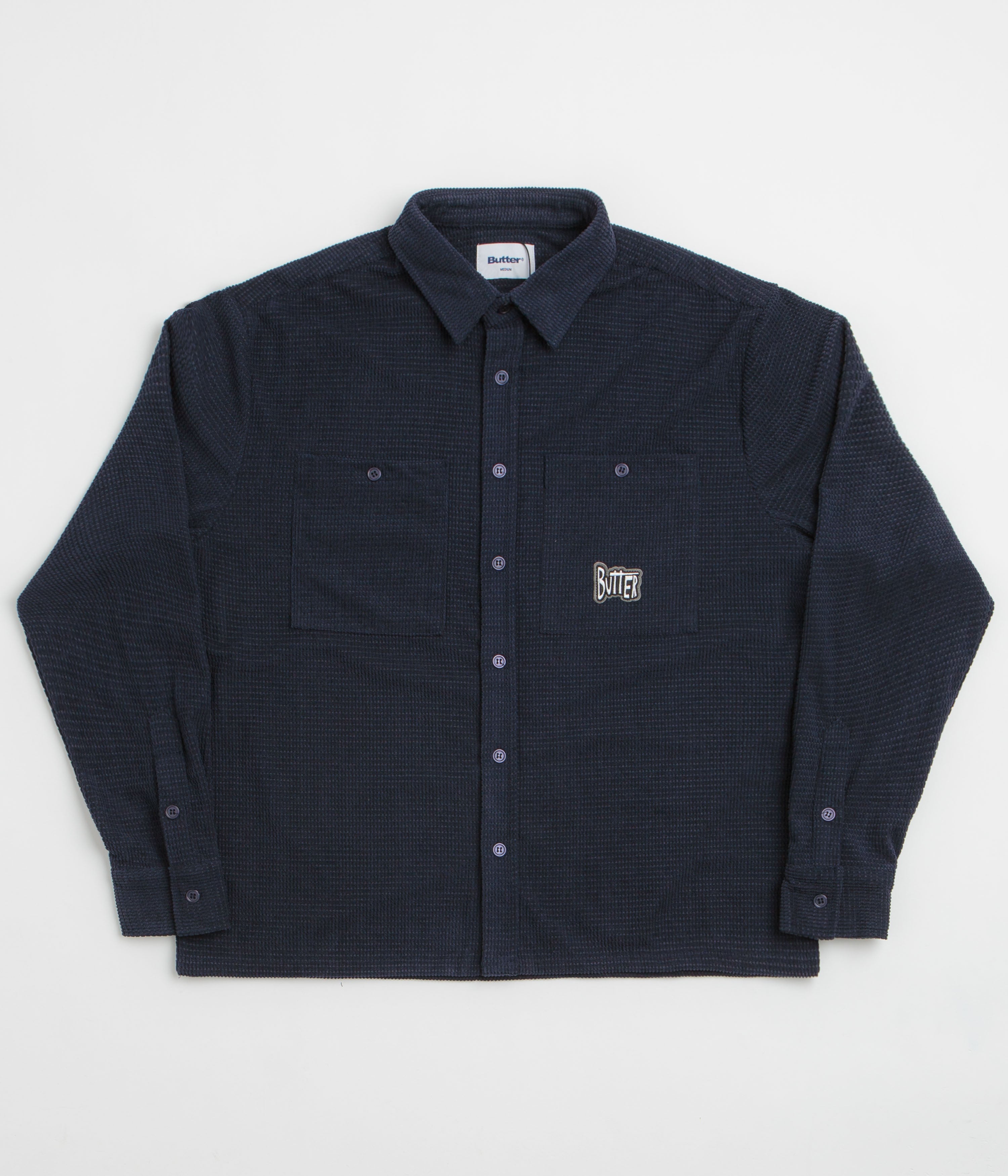 Butter Goods Grid Corduroy Overshirt in Navy