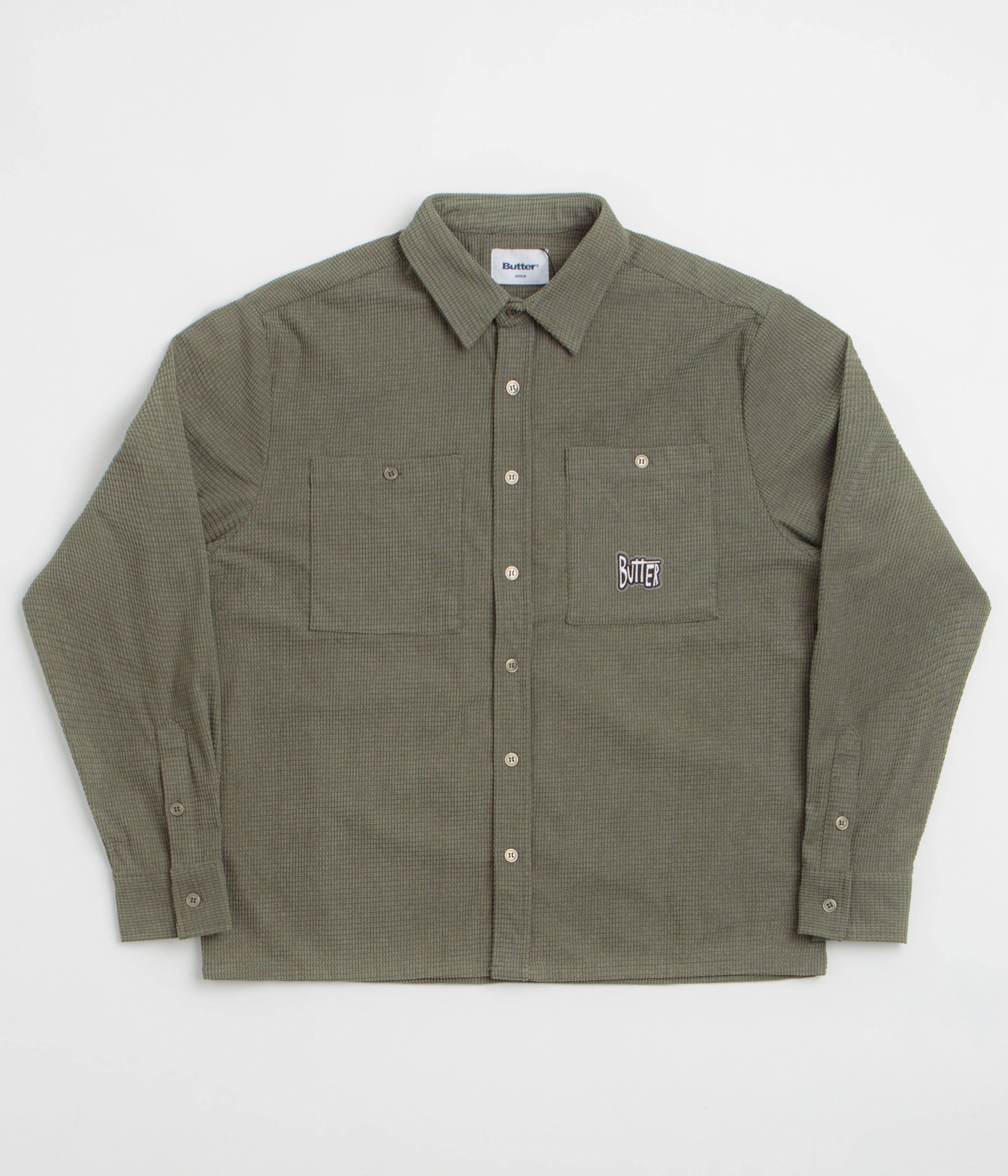 Butter Goods Grid Corduroy Overshirt in Olive