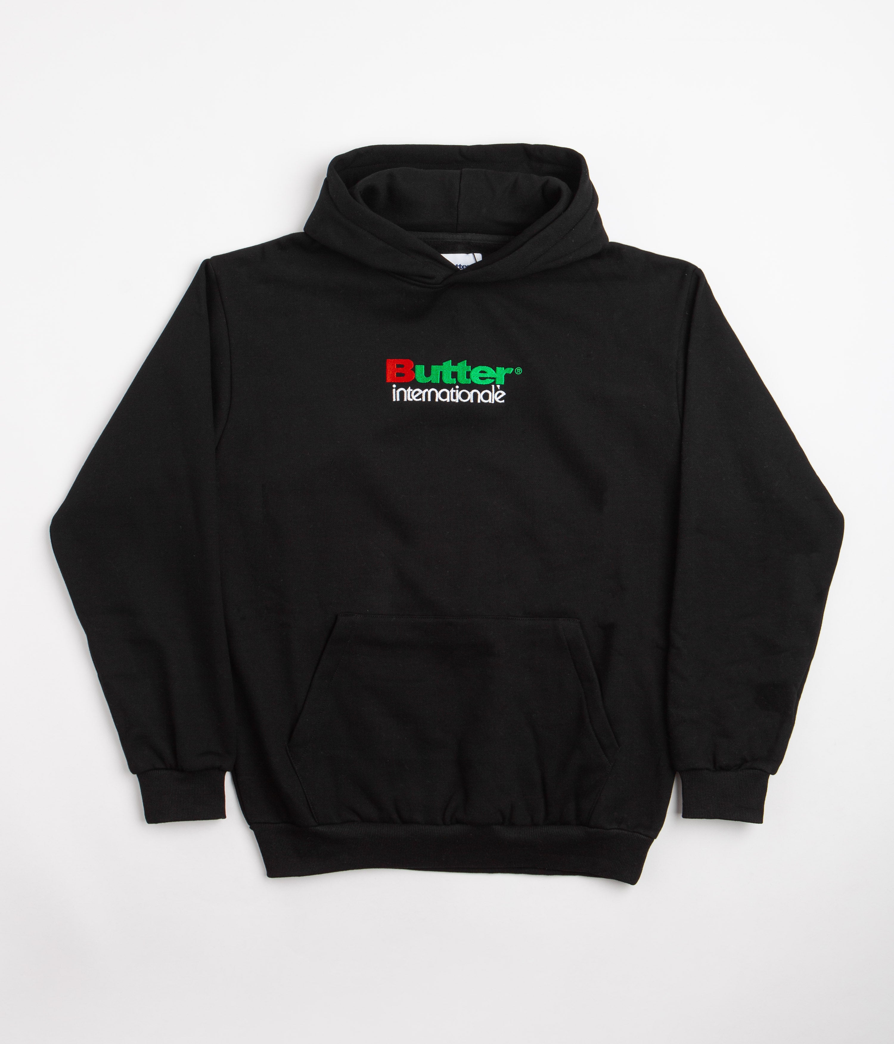 Butter Goods Internationale Embroidered Hoodie Black Flatspot